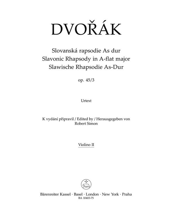 Slawische Rhapsodie As-Dur op.45,3&nbsp;&nbsp;für Orchester&nbsp;&nbsp;Violine 2