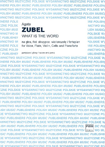 What is the Word for voice, flute, violin,  cello and pianoforte  score and parts