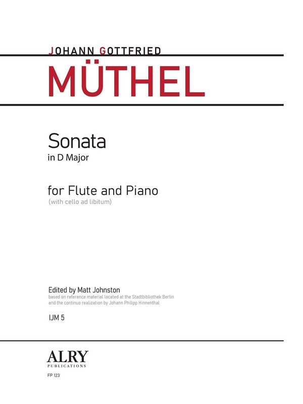 Sonata in D Major  for flute and piano (with cello ad lib.)  