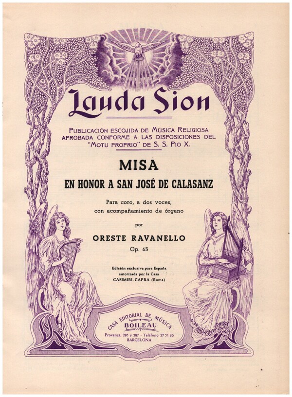 Misa en honor a San José de Calasanz op.63  para coro a 2 voces con organo  partitura