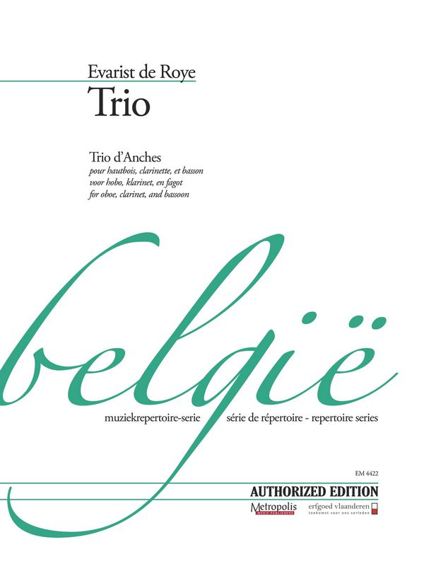 De Roye, Evarist&nbsp;&nbsp;Trio (Zakpartituur)&nbsp;&nbsp;Ob/Cl/Bsn