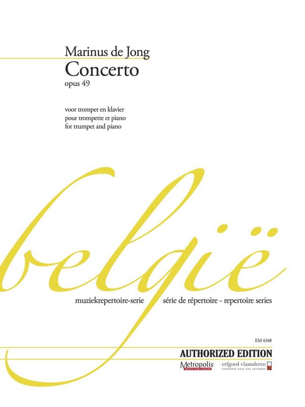 De Jong, Marinus&nbsp;&nbsp;Concerto for Trumpet, Op,49&nbsp;&nbsp;Tpt/Piano