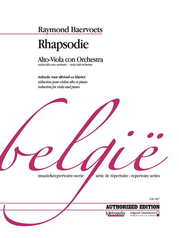 Baervoets, Raymond  Rhapsody for Viola  Va/Piano