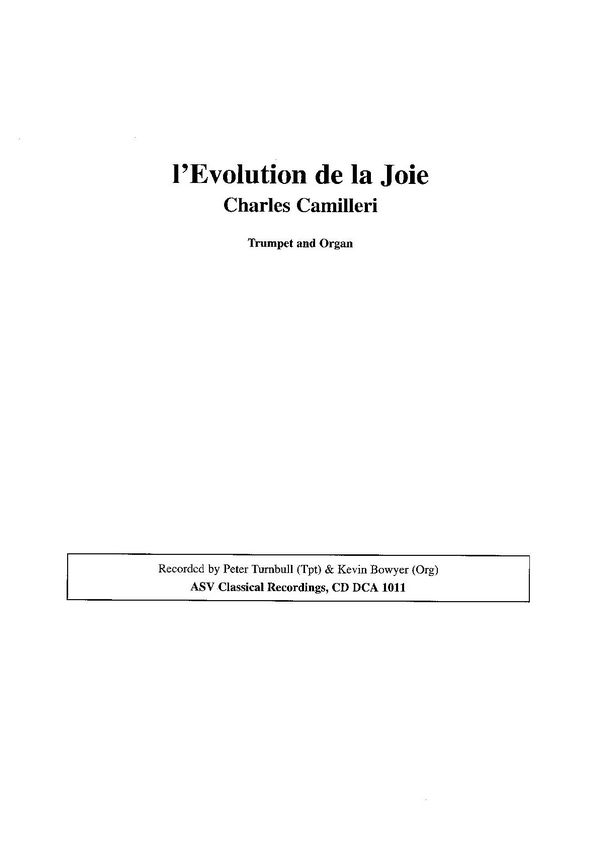 Camilleri, Charles&nbsp;&nbsp;L'Evolution de la Joie&nbsp;&nbsp;Tpt/Organ