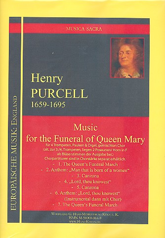 Music for the Funeral of Queen Mary&nbsp;&nbsp;für gem Chor, 4 Trompeten, Paucken und Orgel&nbsp;&nbsp;Partitur und Instrumentalstimmen