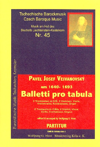 Balletti pro tabula für 2 Trompeten  (B/C), Streicher und Orgel  Partitur