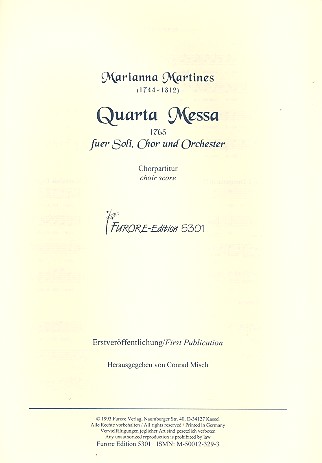 Quarta Messa für Soli, gem Chor und Orchester  Chorpartitur  