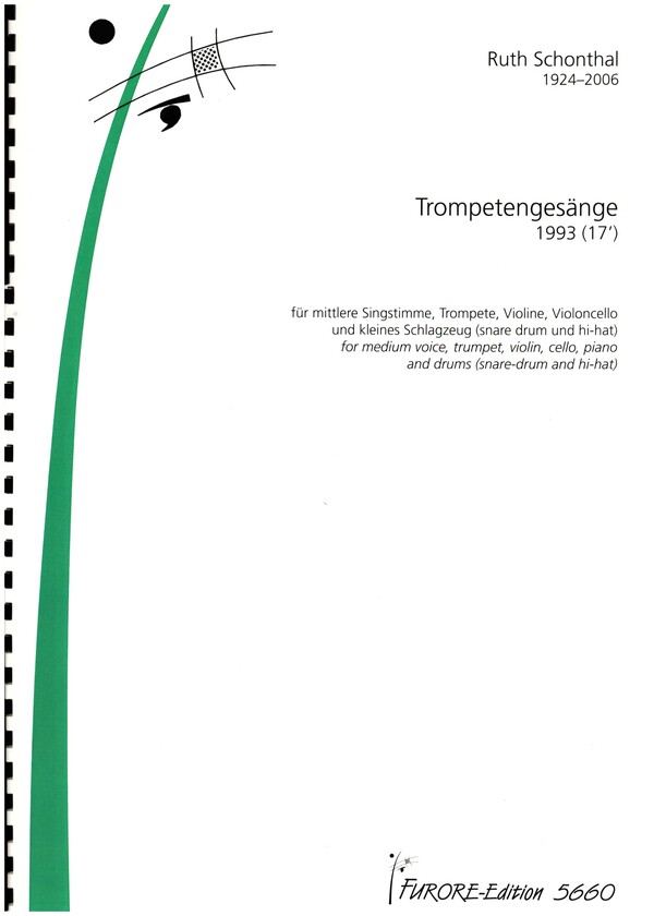 Trompetengesänge für Gesang (mittel),  Trompete, Violine, Violoncello, Klavier und  Schlagzeug,  Partitur