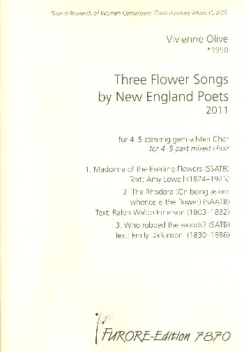 3 Flower Songs by New England Poets  für gem Chor a cappella  Partitur