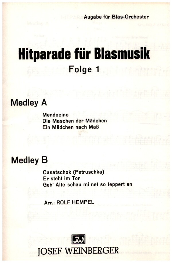 Hitparade für Blasmusik  für Blasorchester  
