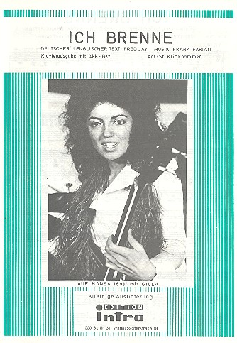 Ich brenne: Einzelausgabe&nbsp;&nbsp;Gesang und Klavier&nbsp;&nbsp;