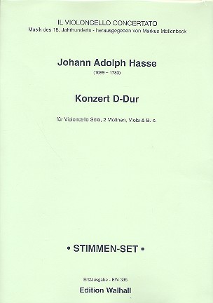 Konzert D-Dur  für Violoncello solo, 2 Violine, Viola und Bc  Stimmen