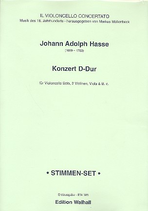 Konzert D-Dur&nbsp;&nbsp;für Violoncello solo, 2 Violine, Viola und Bc&nbsp;&nbsp;Stimmen