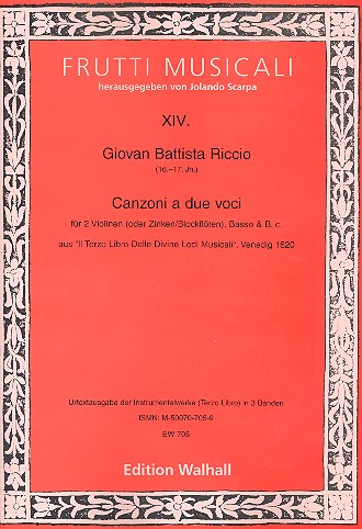 Canzoni a due voci  für 2 Violinen (Zinken/Blockföten), Basso und Bc  Partitur und Stimmen