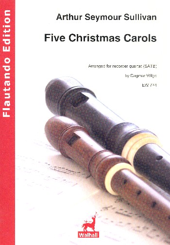 5 Christmas Carols  für 4 Blockflöten (SATB)  Partitur und Stimmen