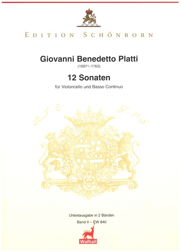 12 Sonaten Band 2 (Nr.7-12)  für Violoncello und Bc  Partitur und Stimmen (Bc nicht ausgesetzt)