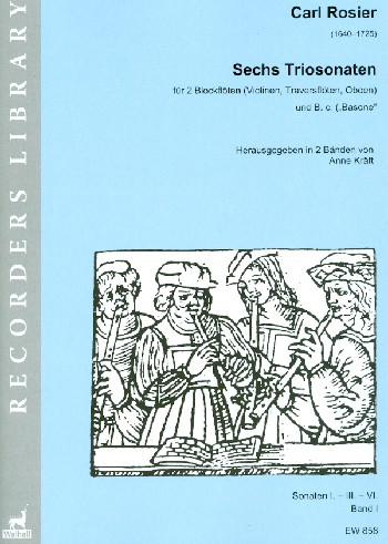6 Triosonaten Band 1 (Nr.1, 3, 6)  für 2 Altblockflöten (Vl/Ob/Traversfl) und Bc  Partitur und Stimmen (Bc ausgesetzt)