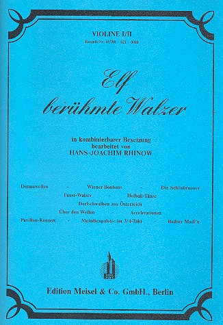 11 berühmte Walzer für Orchester  in kombinierbarer Besetzung  Violine 1/2