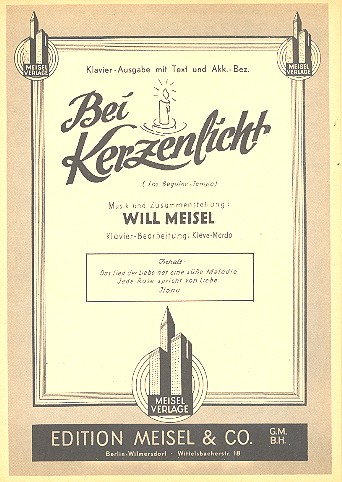 Bei Kerzenlicht: Einzelausgabe&nbsp;&nbsp;Gesang und Klavier&nbsp;&nbsp;