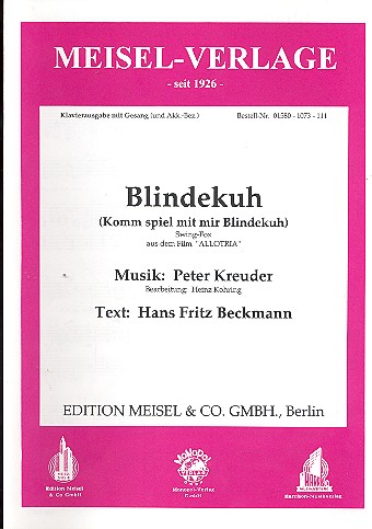 Blindekuh (Komm spiel mit mir Blindekuh)  für Gesang und und Klavier  Einzelausgabe