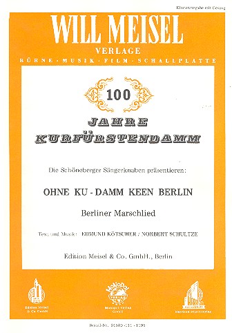 Ohne Ku-Damm keen Berlin:  Einzelausgabe für Klavier  