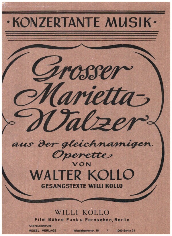 Grosser Marietta-Walzer:  für Salonorchester  