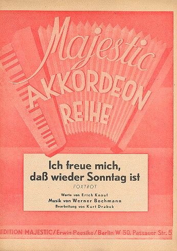 Ich freue mich dass wieder Sonntag ist&nbsp;&nbsp;für Akkordeon&nbsp;&nbsp;