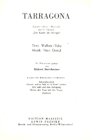 Tarragona für Männerchor&nbsp;&nbsp;Partitur&nbsp;&nbsp;
