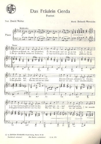Das Fräulein Gerda  und  Die Nacht ist voll  Musik: für Klavier  
