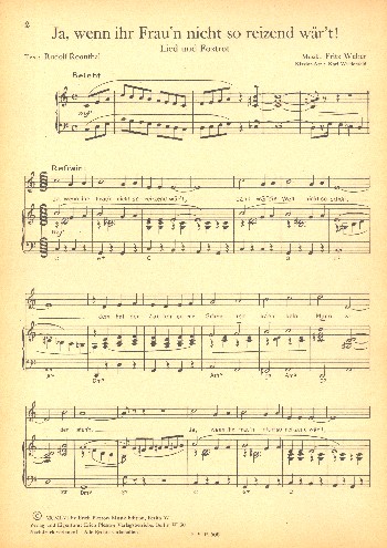 Ja  wenn ihr Fraun nicht so reizend wär't:&nbsp;&nbsp;Einzelausgabe Gesang und Klavier&nbsp;&nbsp;