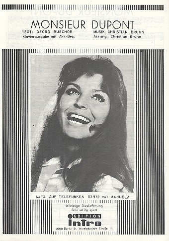 Monsieur Dupont: Einzelausgabe  Gesang und Klavier  