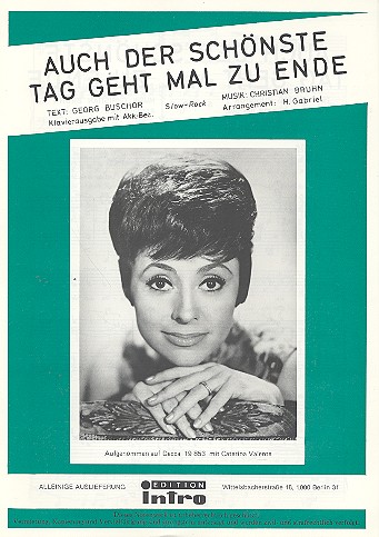 Auch der schönste Tag geht mal zu Ende:  Einzelausgabe Gesang und Klavier  