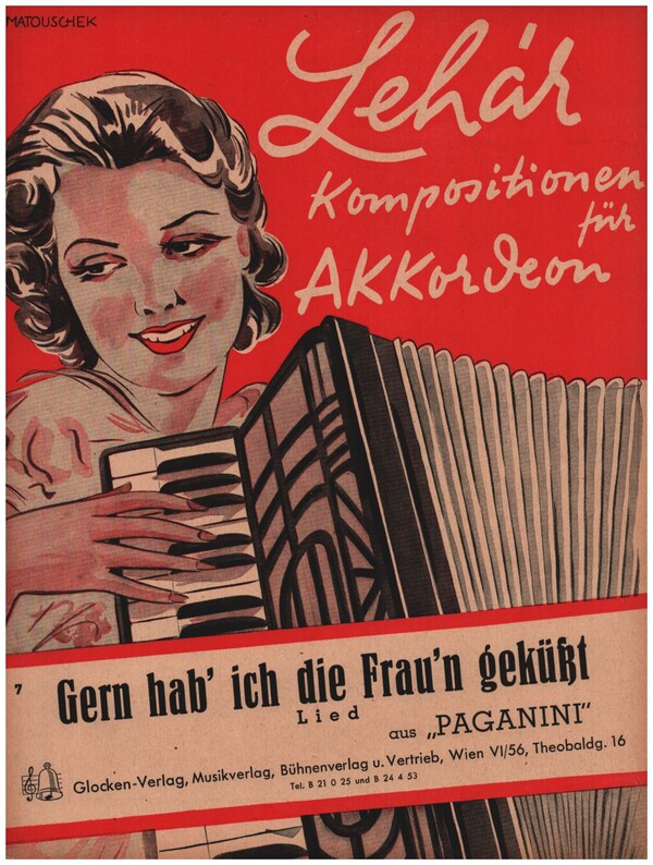 Gern hab' ich die Frau'n geküsst&nbsp;&nbsp;für Akkordeon (mit übergelegtem Gesang)&nbsp;&nbsp;