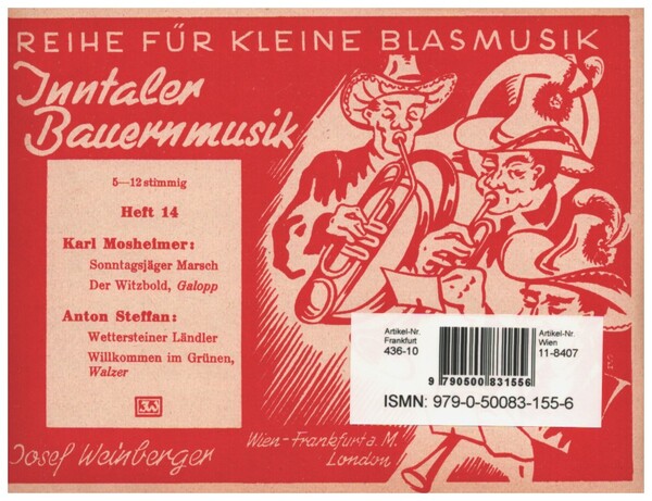 Inntaler Bauernmusik Band 14&nbsp;&nbsp;für kleine Blasmusik&nbsp;&nbsp;Stimmensatz