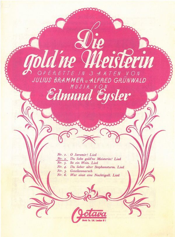 Du liebe gold'ne Meisterin!&nbsp;&nbsp;für Gesang und Klavier&nbsp;&nbsp;Einzelausgabe