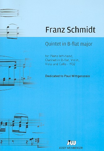Quintett B-Dur für Violine, Viola, Violoncello,  Klarinette in B und Klavier (linke Hand)  Partitur und Stimmen