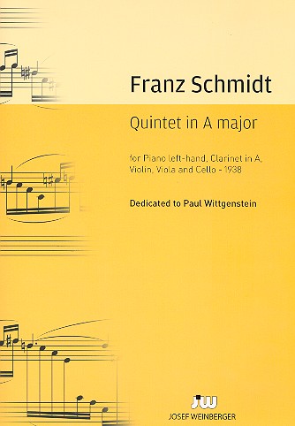 Quintett A-Dur für Violine, Viola, Violoncello,  Klarinette und Klavier (linke Hand)  Partitur und Stimmen