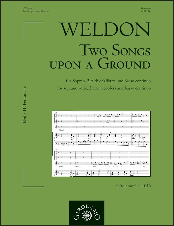 2 Songs upon a Ground (1703)  für Sopran, 2 Altblockflöten und Bc  Partitur und Stimmen