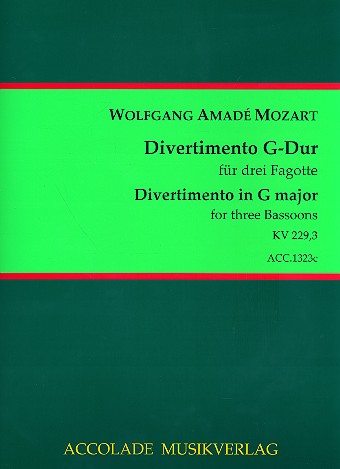 Divertimento G-Dur KV229,3  für 3 Fagotte  Partitur und Stimmen