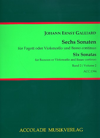 6 Sonaten Band 2 (Nr.4-63)  für Fagott (Violoncello) und Bc  