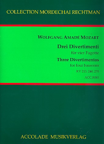 3 Divertimenti für 4 Fagotte  Partitur und Stimmen  