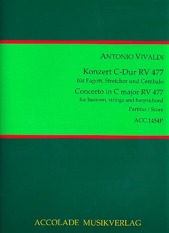 Konzert C-Dur RV477 für Fagott,&nbsp;&nbsp;Streichorchester und Cembalo&nbsp;&nbsp;Partitur