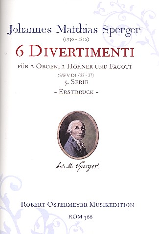 Divertimenti SWVDI Band 5 (Nr.22-27)  für 2 Oboen, 2 Hörner und Fagott  Partitur und Stimmen