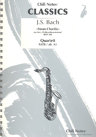 9 Choräle aus dem Weihnachtsoratorium  BWV248 für 4 Saxophone (SATBar/AATBar)  Partitur und Stimmen