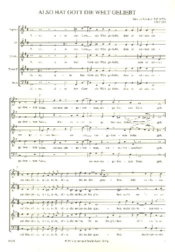 Also hat Gott die Welt geliebt SWV380  für gem Chor a cappella  Partitur