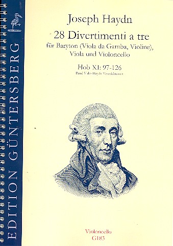 28 Divertimenti a tre Hob.XI:97-126  für Baryton (Viola da gamba, Violine), Viola und Violoncello  Violoncello