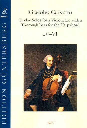12 Solos op.2 Band 2 (Nr.4-6)  für Violoncello und Bc  Partitur und Stimmen (Bc ausgesetzt)