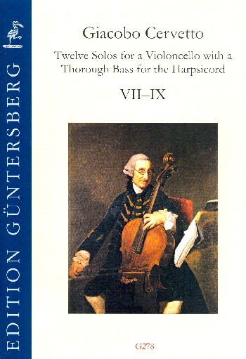 12 Solos op.2 Band 3 (Nr.7-9)  für Violoncello und Bc  Partitur und Stimmen (Bc ausgesetzt)
