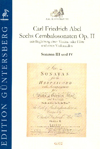 6 Cembalosonaten op.2 Nr.3-4  für Violine (Flöte), Violoncello und Cembalo  Partitur und Stimmen