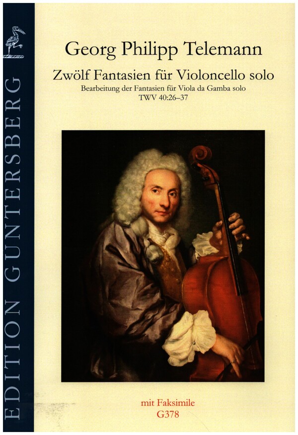 12 Fantasien für Violoncello TWV40:26-37  für Viola da Gamba  mit Faksimile